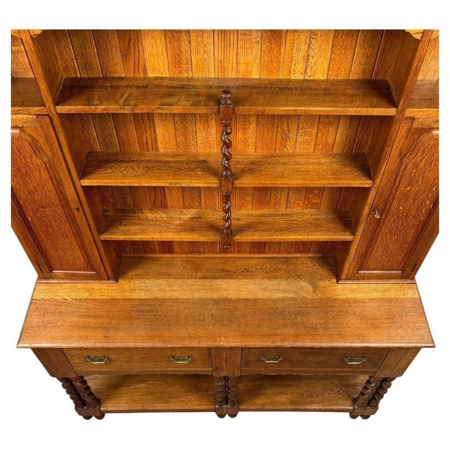 2000 - 2009 Antique Early 20th Century English Barley-Twist Golden Oak Dresser For Sale - Image 5 of 13