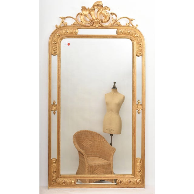 Antique Louis Filippe Mirror with Volutes and Golden Frame, 1800s For Sale - Image 3 of 12