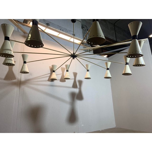 Mid-Century Modern 12-Arm Chandelier from Stilnovo, Milan, Italy, 1950s For Sale - Image 3 of 13
