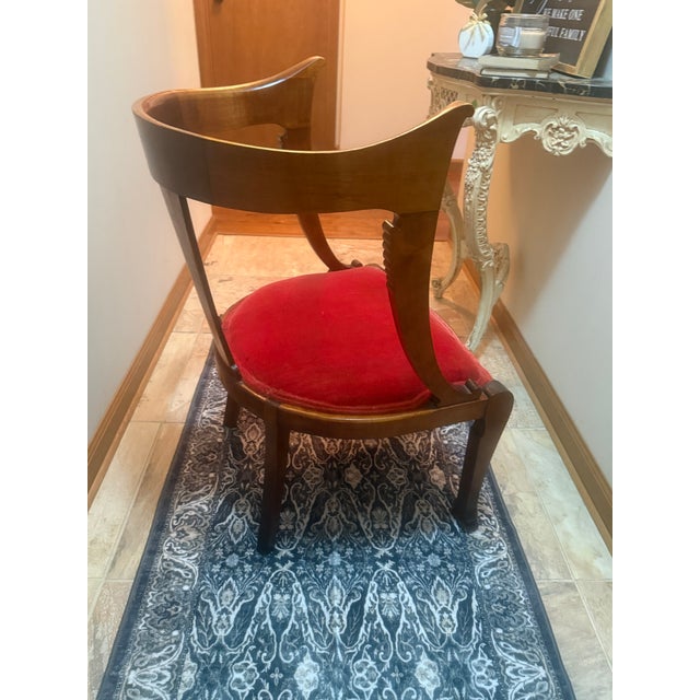 Early 19th Century Antique 19th Century Inlaid French Empire Biedermeier Gondola Style Side Chair For Sale - Image 5 of 7