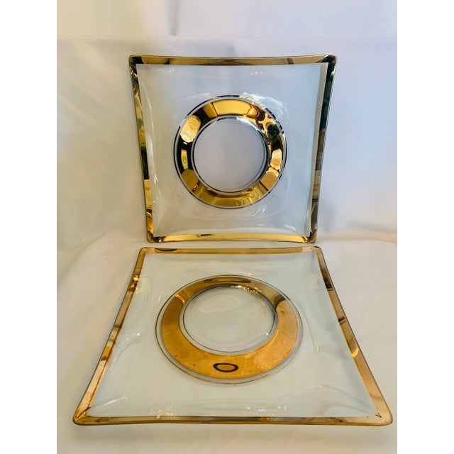 Mid-Century Gold Leaf Glass Trays With Elevated Center- a Pair For Sale - Image 13 of 13