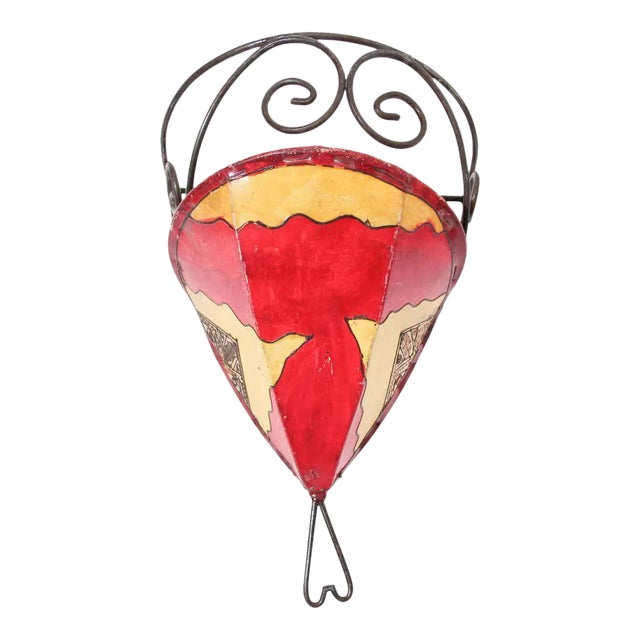 Vintage Parchment Moroccan African Tribal Art Wall Sconce For Sale