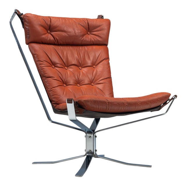 Falcon Lounge Chair Leather and Metal by Sigurd Ressell for Vatne Møbler, 1970 For Sale