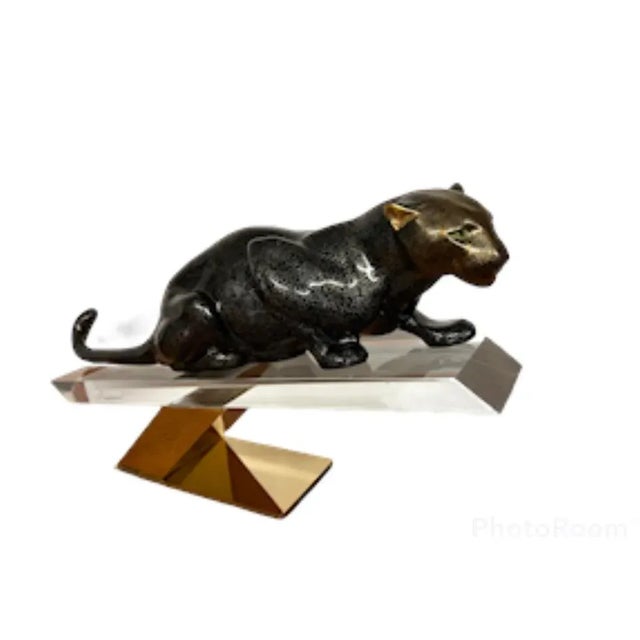Vintage 1970s Italian Panther on Lucite Stand For Sale - Image 9 of 9