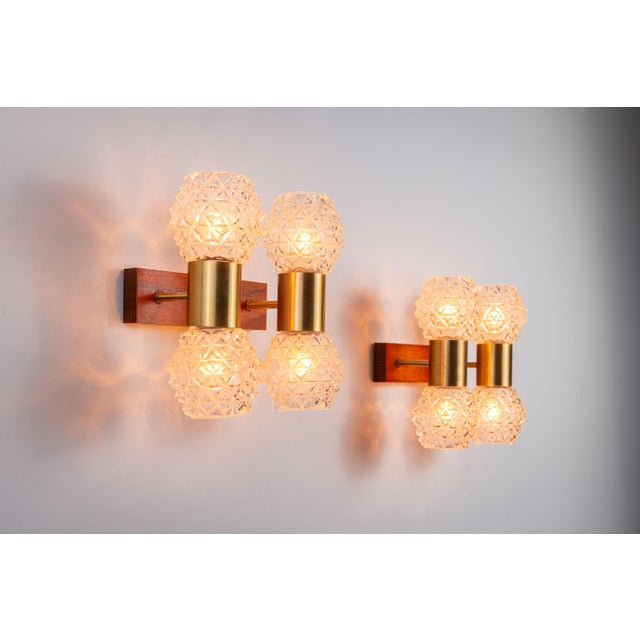 Mid-Century Modern Swedish Wall Lamps in Teak, Set of 2 For Sale - Image 3 of 15