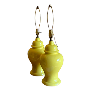 Vintage Grandmillennial Style Yellow Gingerjar Lamps