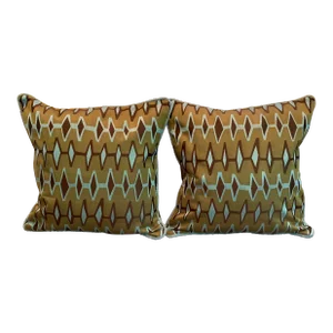 Geometric Satin Tapestry Square Pair of Pillows