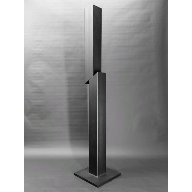 80” Architectural Black Steel Sculpture – Minimalist Contemporary Floor Art For Sale - Image 4 of 7