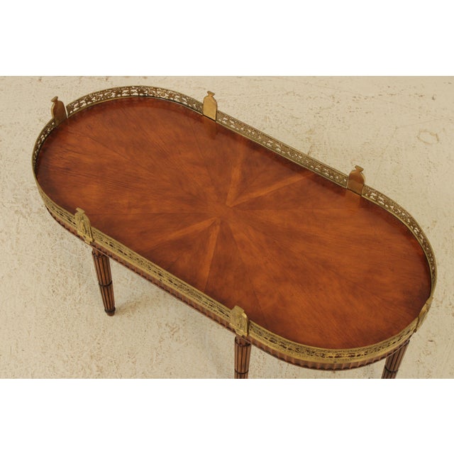 1930s Vintage French Louis XVI Style Brass Gallery Coffee Cocktail Table For Sale - Image 5 of 14