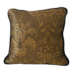 1970s Golden Bronze Brocade Textile Feather Down Pillow