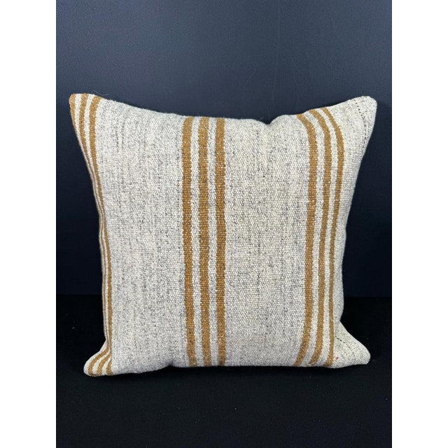 Turkish Hemp Pillow Cushion Natural Beige Brown Cushion Cover 20x20 For Sale - Image 4 of 4