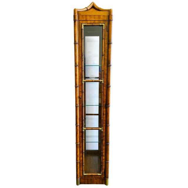 Vintage Weiman Hollywood Regency Faux Bamboo & Brass Glass Display Cabinet For Sale In San Diego - Image 6 of 17