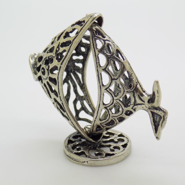 1980s Vintage Italian Handmade Genuine Silver Real Life Size Tropical Fish Figurine For Sale - Image 5 of 9