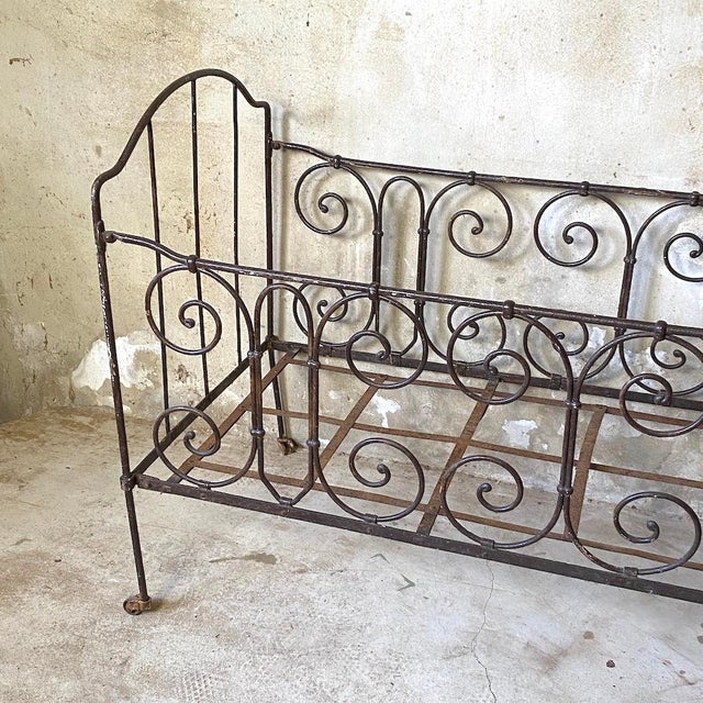 Metal Vintage Wrought Iron Bench, 1950s For Sale - Image 7 of 9