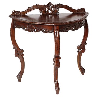 Antique Venetian Mahogany Demilune Console by Eugenio Quarti For Sale
