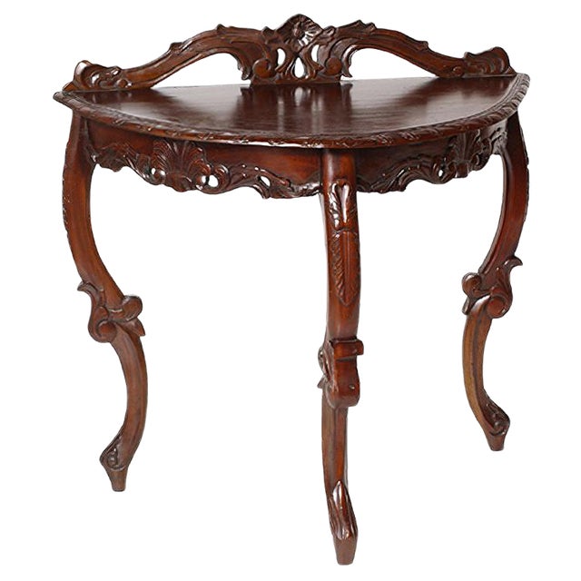 Antique Venetian Mahogany Demilune Console by Eugenio Quarti For Sale