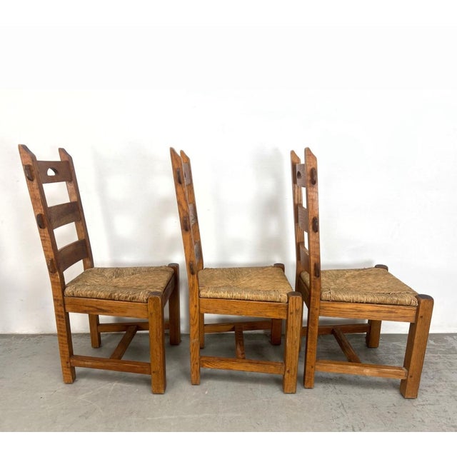 French Country Vintage French Oak Dining Chairs With Tall Backs - Set of 6 For Sale - Image 3 of 12