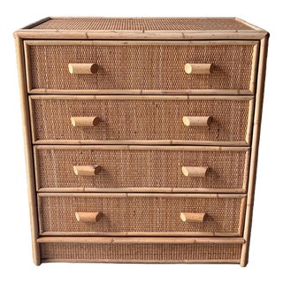 Vintage Bamboo and Cane Chest of Drawers For Sale