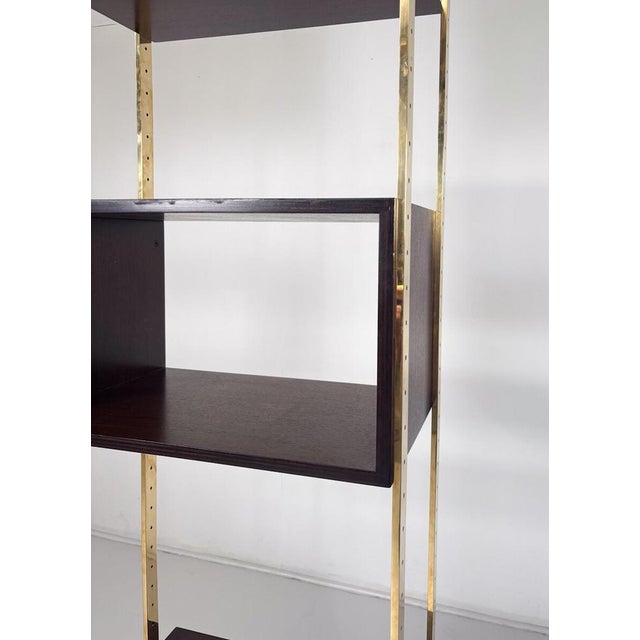Bookcase by Jules Wabbes for Mobilier Universel, Brass and Wood, Belgium, 1960s This piece is attributed to the mentioned...
