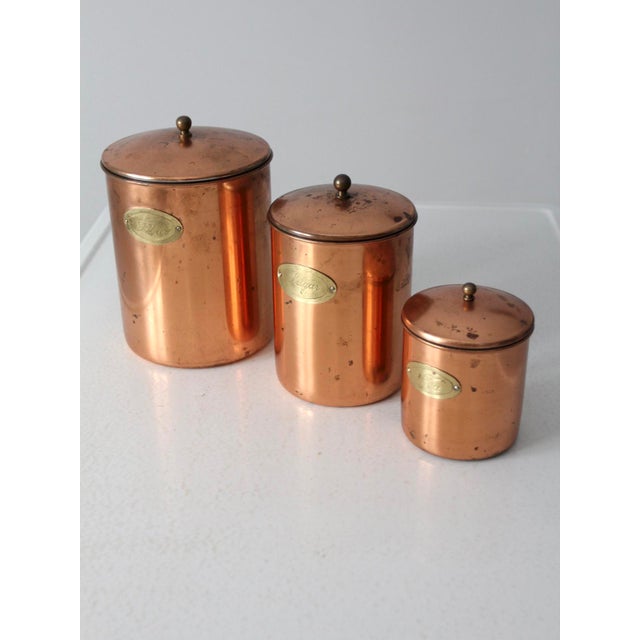 Vintage Copper Kitchen Canisters Set of 3 Chairish