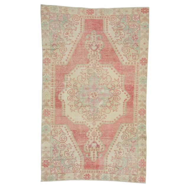 Textile Vintage Turkish Area Rug- 4′4″ × 6′10″ For Sale - Image 7 of 7