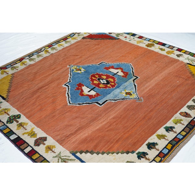 Textile 1940s Vintage Gabbeh Rug 6'5'' X 6'7'' For Sale - Image 7 of 9