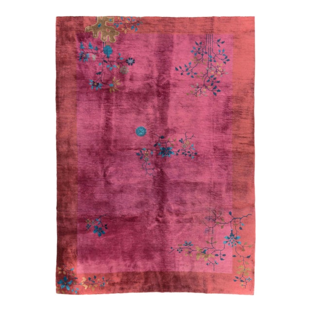 Galerie Shabab Collection Early 20th Century Chinese Art Deco Accent Rug For Sale