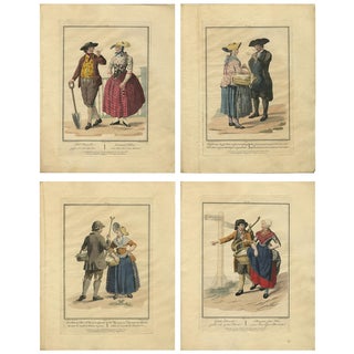 Maaskamp, Illustrations of Dutch Costumes, 1805, Prints, Set of 4 For Sale
