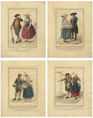 Maaskamp, Illustrations of Dutch Costumes, 1805, Prints, Set of 4