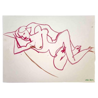 Leo Guida, Reclined Nude, Drawing, 1970s For Sale