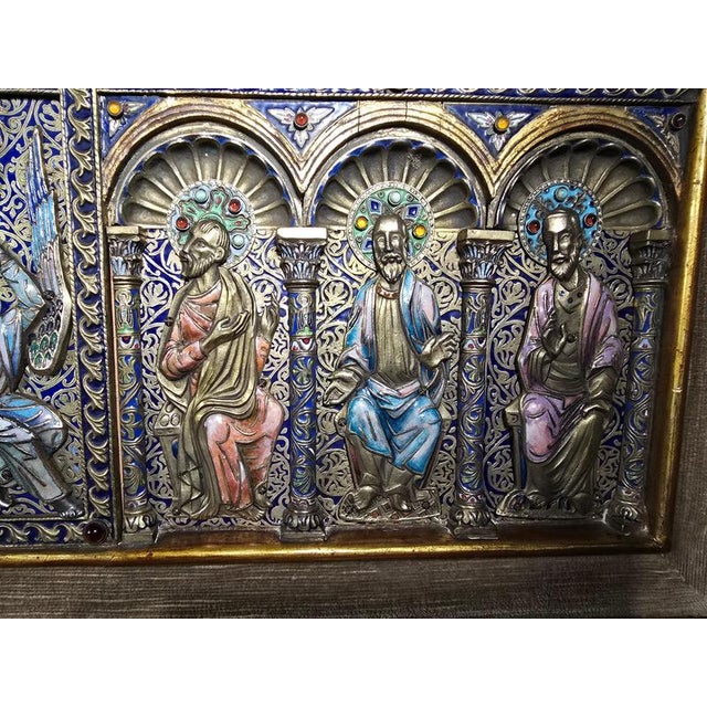 Metal Limoges Style Altar Panel, 1950s For Sale - Image 7 of 18