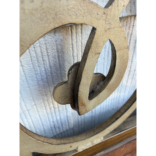 Large Vintage Mediterranean Beveled Wood & Gilt Metal Scrollwork Mirror For Sale - Image 13 of 17