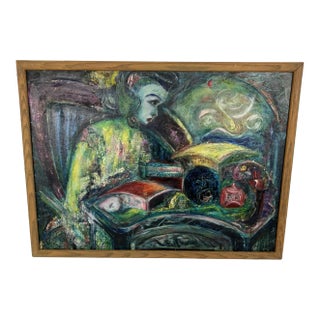 1950s Abstract Expressionist Painting Oil on Board For Sale