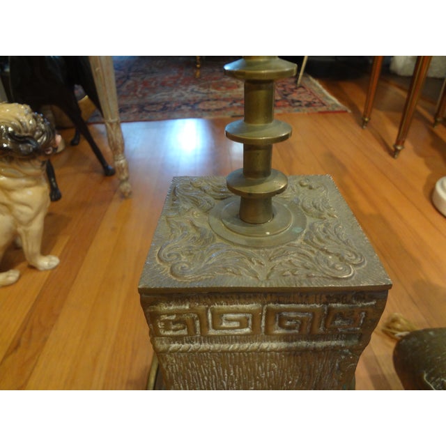 Metal Pair of James Mont Asian Modern Brass Lamps For Sale - Image 7 of 14