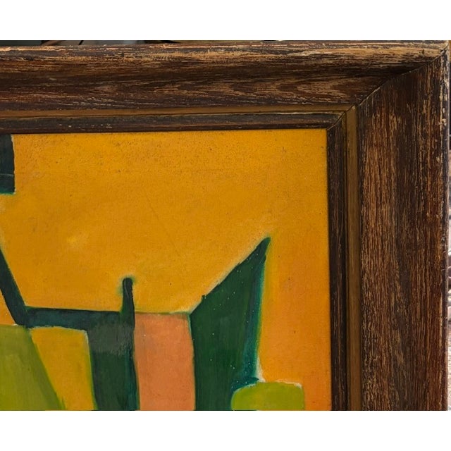 Mid 20th Century Mid Century Abstract Painting in Yellow, Signed For Sale - Image 5 of 8