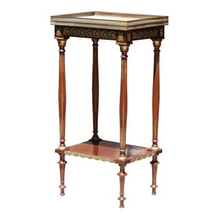 Vintage Onyx Top Gilt Ormolu Side Table with Pierced Gallery For Sale