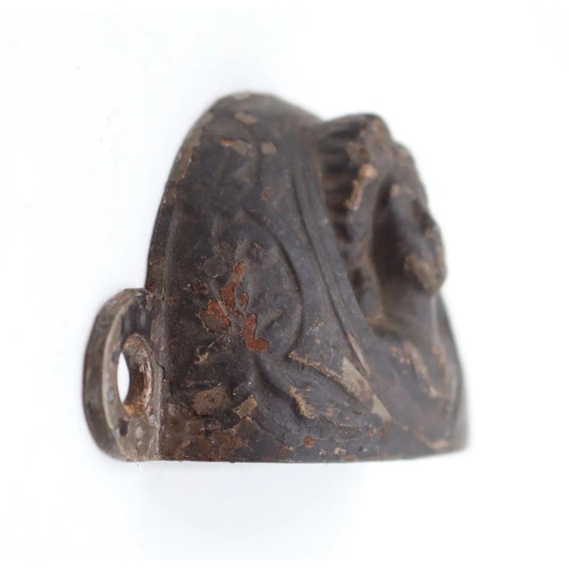 Antique 3.5 In. Black Cast Iron Victorian Figural Bin Pull For Sale - Image 4 of 5