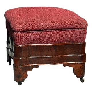 Antique American Empire Serpentine Mahogany Footstool Ottoman For Sale