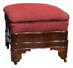 Antique American Empire Serpentine Mahogany Footstool Ottoman