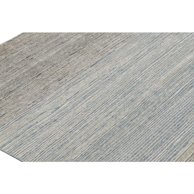 Rug & Kilim’s Textural Rug in Beige and Gray With Stripes and Striae For Sale In New York - Image 6 of 7