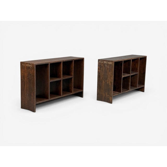 Pierre Jeanneret, French Mid-Century Modern, Teak, Pair of 6 Hole File Racks, Chandigarh, India c. 1960s Pair of a model...