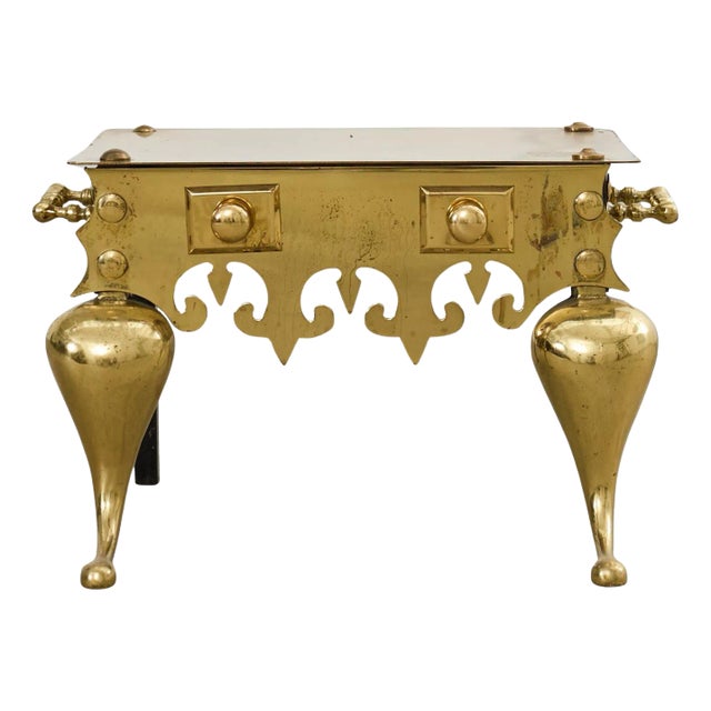 19th Century English Patinated Brass Footman Trivet Stand For Sale
