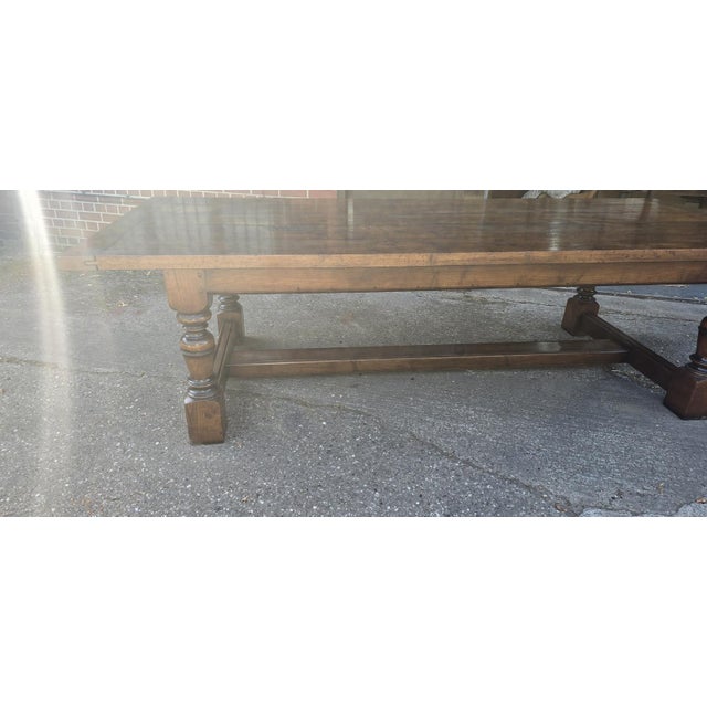 Farmhouse Plank Oak Refrectory Dining Table For Sale - Image 4 of 18
