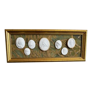 Vintage Italian Grand Tour Framed Intaglios on Fortuny Back. For Sale