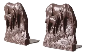Vintage Composite Wood Horse Bookends
