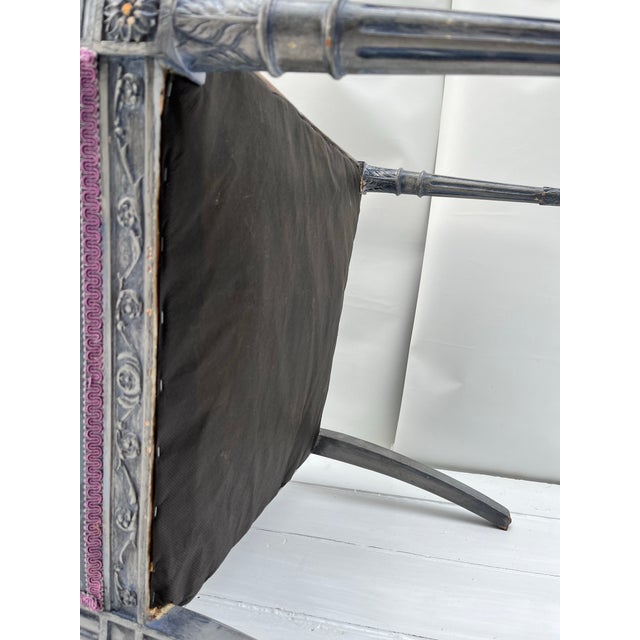 Vintage French Carved Wood Upholstered Armchair For Sale - Image 10 of 10