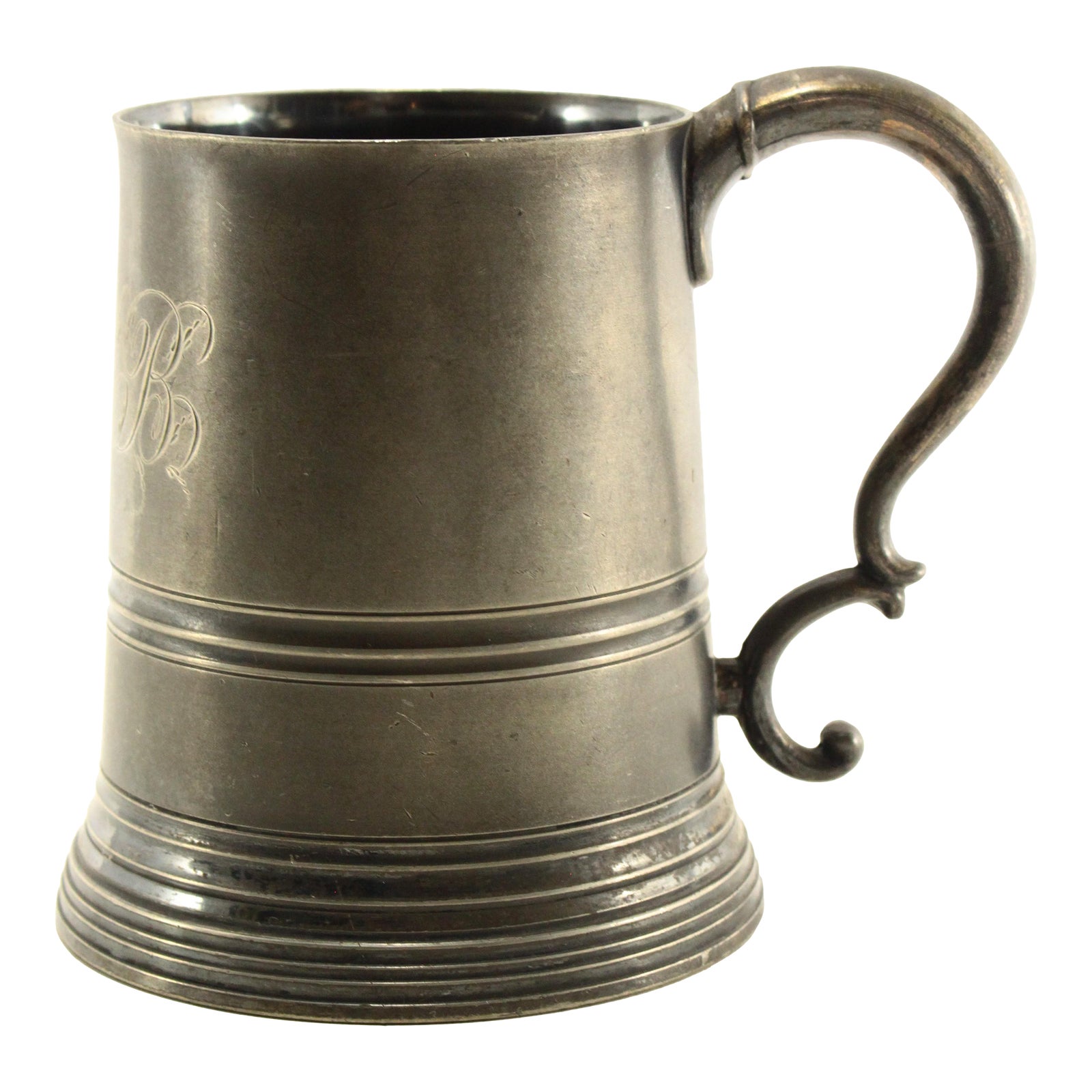 19th Century Pewter Ale / Beer Stein Tankard With Glass Bottom, MMB ...