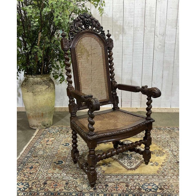 Early 20th Century Louis XIII Oak Armchair For Sale - Image 3 of 18