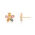 Whimsical 14k Gold Multi-Color Sapphire Floral Stud Earrings- A Pair For Sale - Image 4 of 9