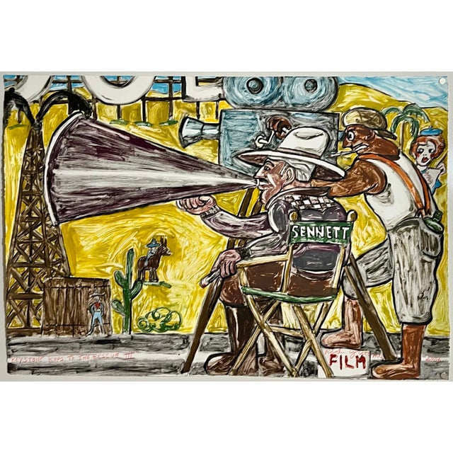 Pop Art Red Grooms, Huge Red Grooms Monotype Oil Painting LA Hollywood Circus Film Cartoon Pop Art, 2006 For Sale - Image 3 of 18